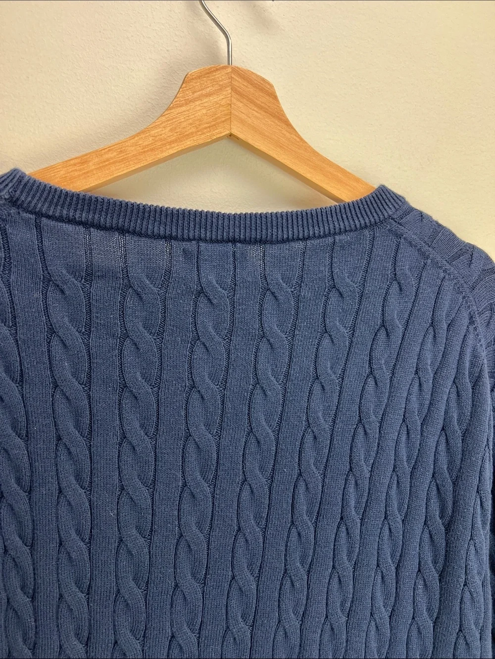 J Crew Cotton Cable Crewneck Sweater Navy Blue Preppy Mens XXL